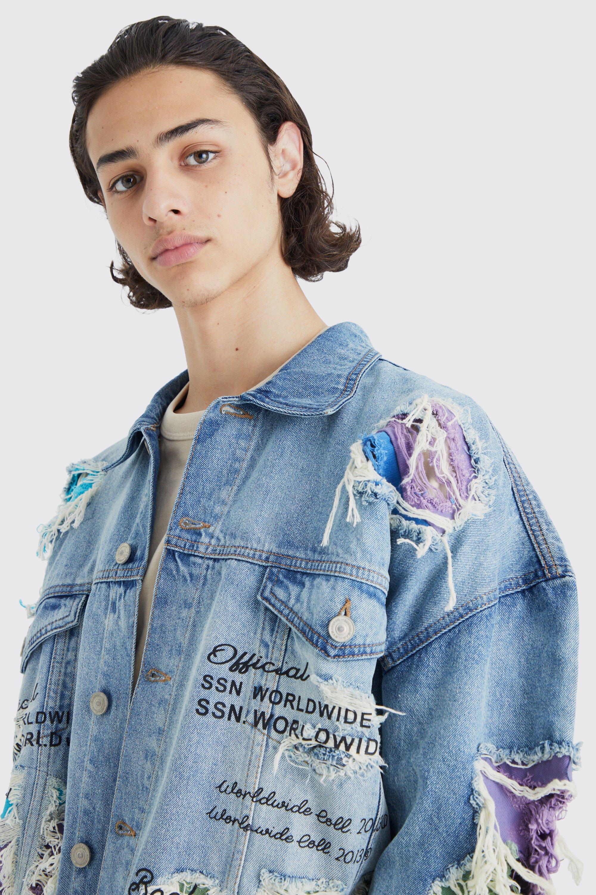 Veste jeans dechiré homme sale